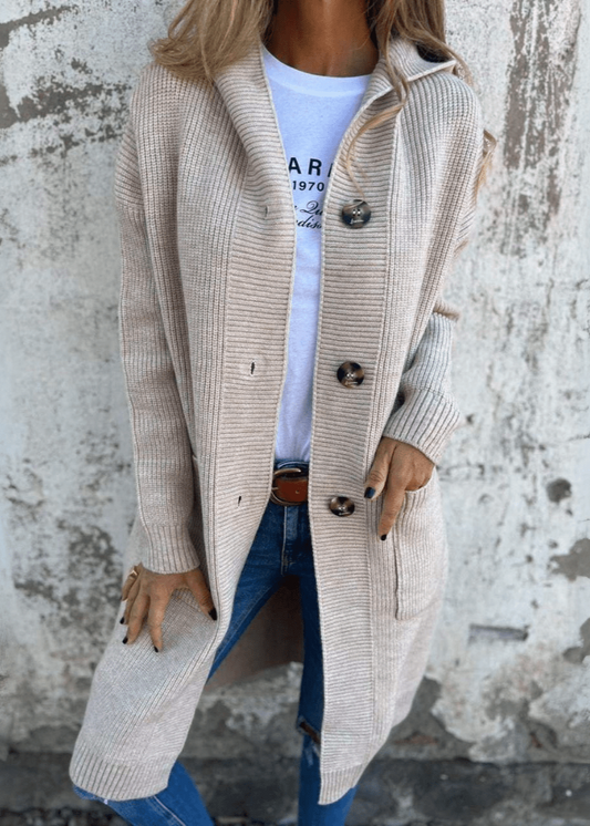 Ellis| Elegant long women’s knit cardigan - Mijn winkel